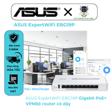  ASUS ExpertWiFi EBG19P bộ router có dây Gigabit PoE+ VPN, 8 cổng PoE+, 123W, Tối đa 3 cổng Ethernet WAN + 1 cổng USB WAN 