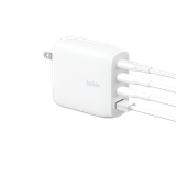  Adapter Sạc Nhanh 112W 4 Cổng, 3 USB-C + 1 USB-A GaN Màu Trắng Belkin - Hàng Chính Hãng 