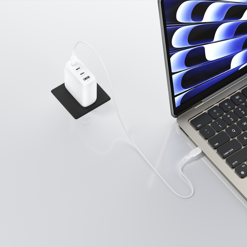  Adapter Sạc Nhanh 112W 4 Cổng, 3 USB-C + 1 USB-A GaN Màu Trắng Belkin - Hàng Chính Hãng 