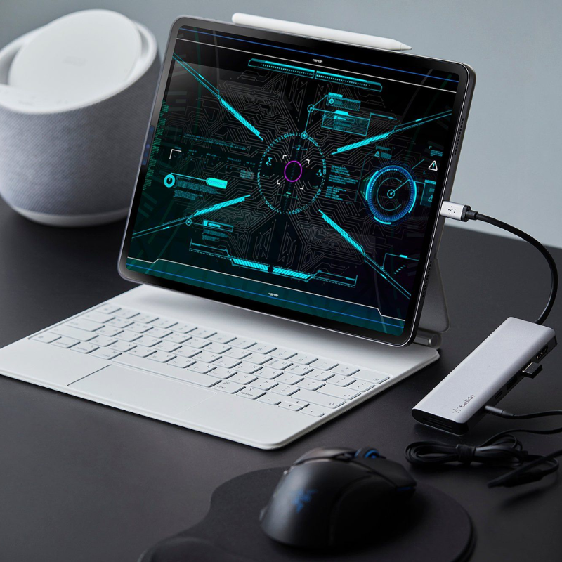  Adapter Chuyển Đổi USB-C Multiport 7 Trong 1, Pass-Thru Belkin - Hàng Chính Hãng 