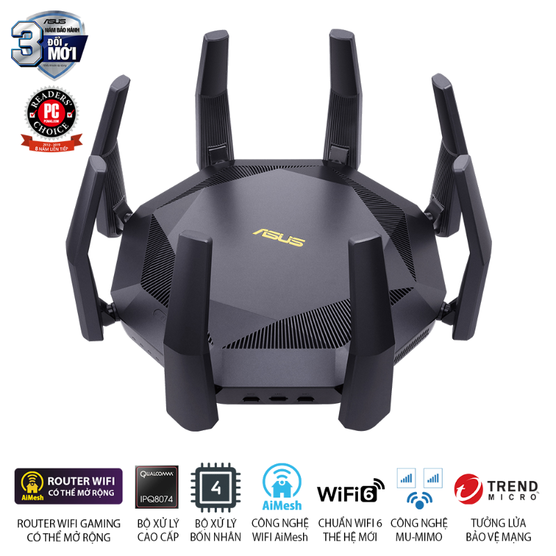  Router Wi-Fi 6 ASUS RT-AX89X AX6000 10G 