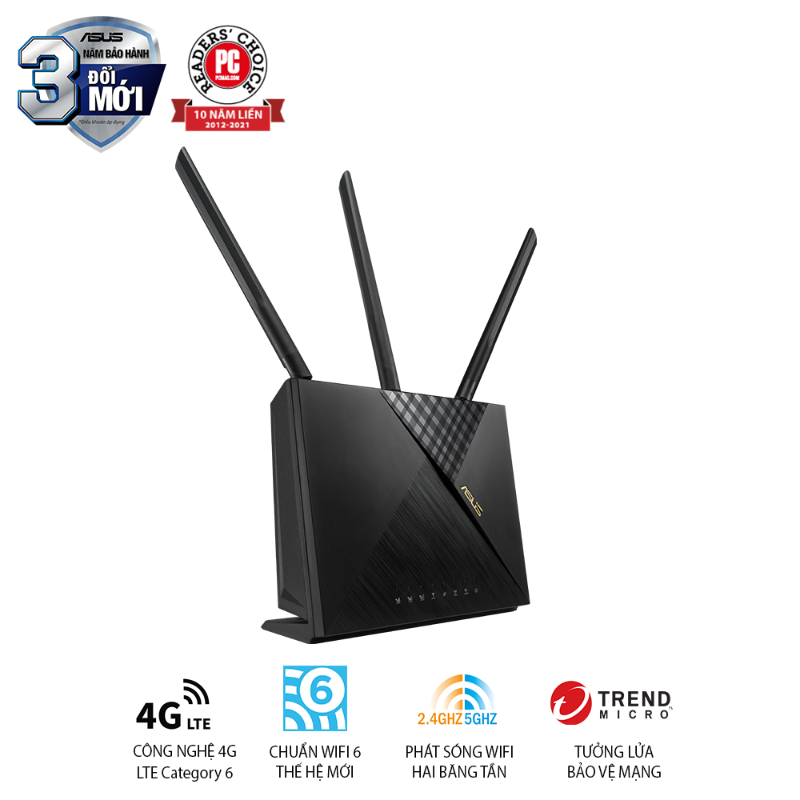  Bộ Phát Wi-Fi 4G ASUS 4G-AX56 AX1800 Wi-Fi 6 Cat.6 
