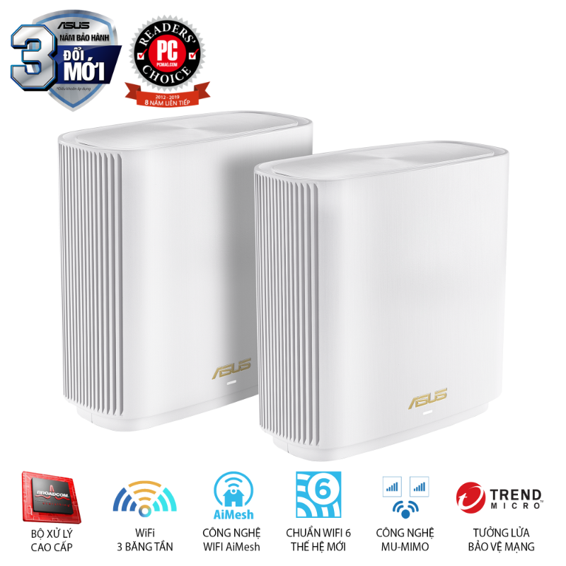  Hệ Thống Mesh Wi-Fi 6 ASUS ZenWiFi AX XT8 AX6600 2-Pack 