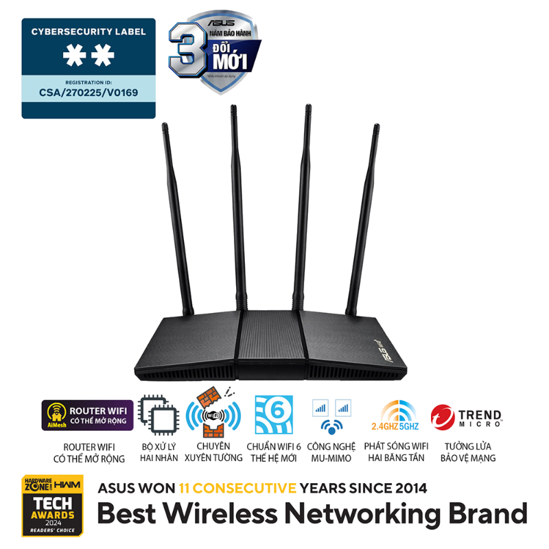  Router Wi-Fi 6 ASUS RT-AX1800HP AX1800 
