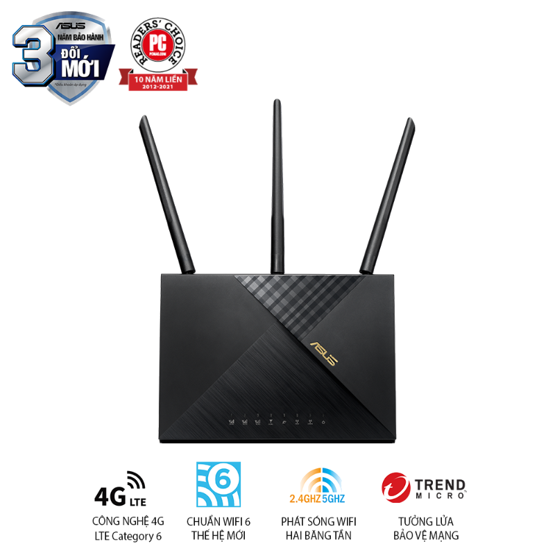 Bộ Phát Wi-Fi 4G ASUS 4G-AX56 AX1800 Wi-Fi 6 Cat.6 
