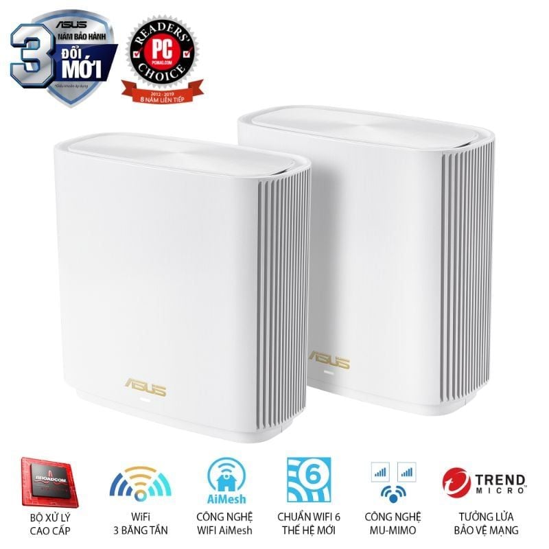  Hệ Thống Mesh Wi-Fi 6 ASUS ZenWiFi AX XT8 AX6600 2-Pack 