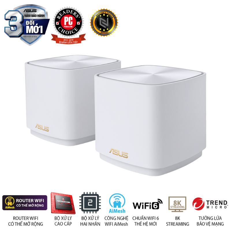  Hệ Thống Mesh Wi-Fi 6 ASUS ZenWiFi AX Mini XD4 AX1800 2PK 