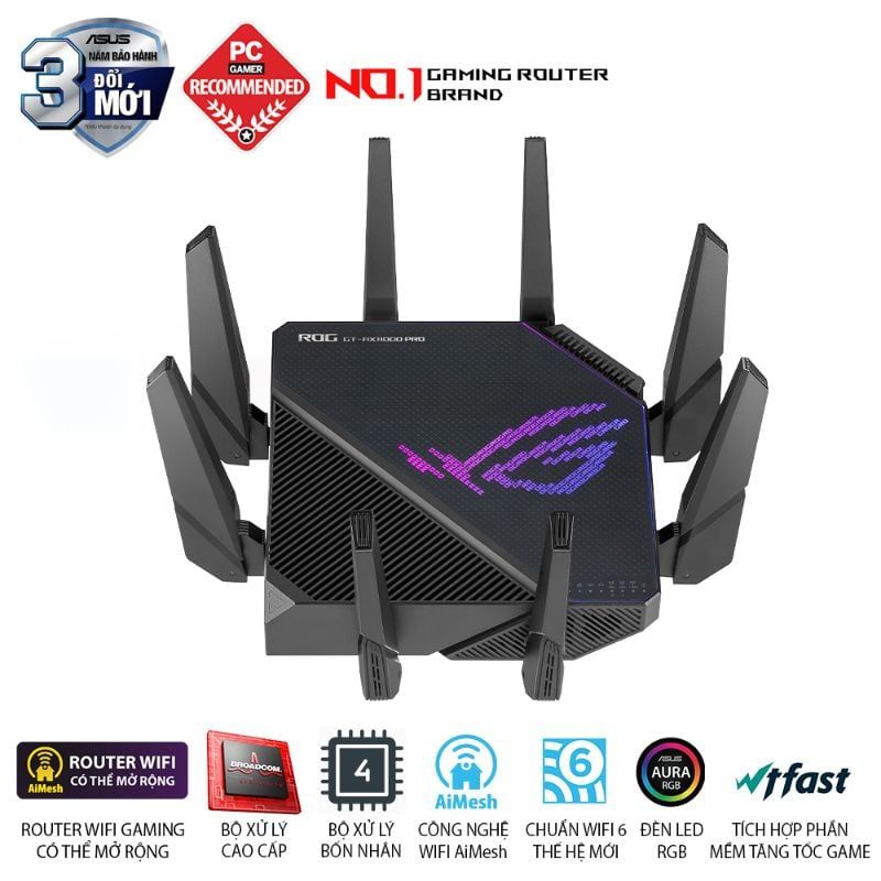  Router Wi-Fi 6 Gaming ASUS ROG Rapture GT-AX11000 Pro AX11000 