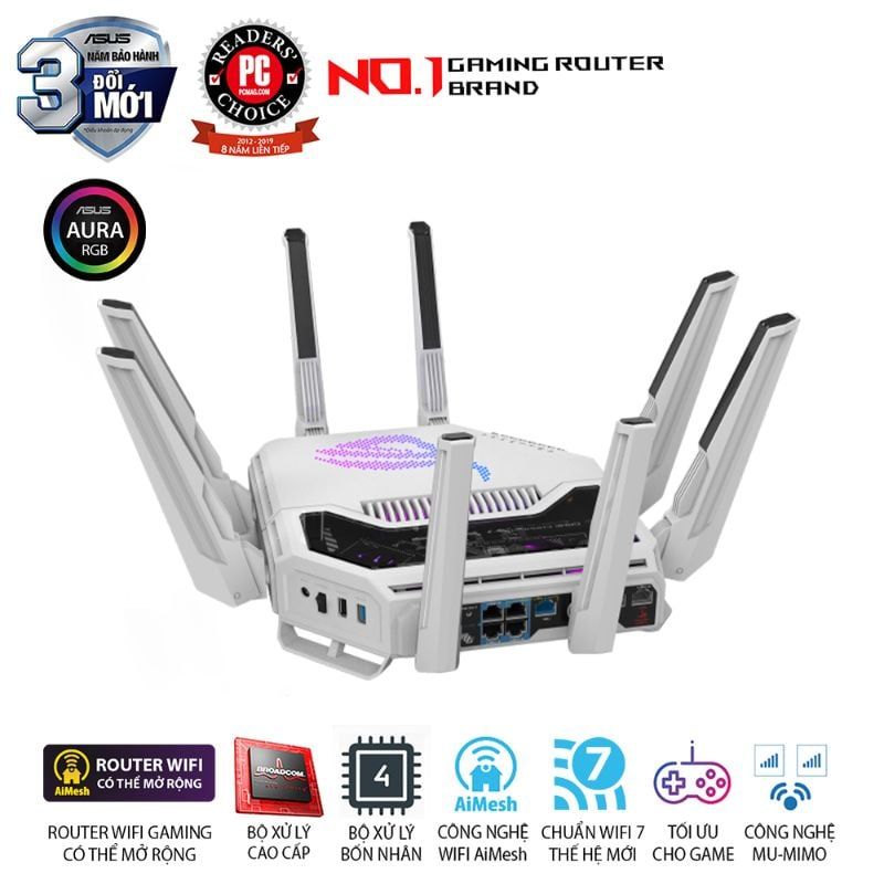  Router Gaming Wi-Fi 7 ASUS ROG Rapture GT-BE19000AI BE19000 