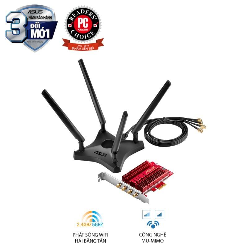  Card Wi-Fi ASUS PCE-AC88 AC3100 PCIe 4x4 