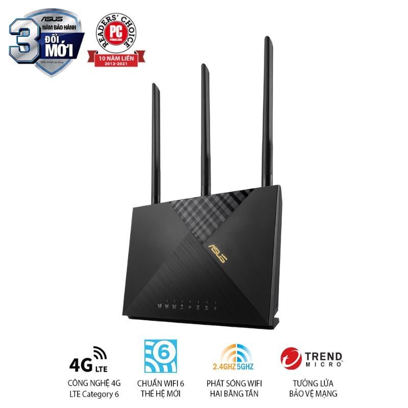  Bộ Phát Wi-Fi 4G ASUS 4G-AX56 AX1800 Wi-Fi 6 Cat.6 