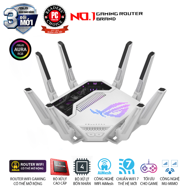  Router Gaming Wi-Fi 7 ASUS ROG Rapture GT-BE19000AI BE19000 