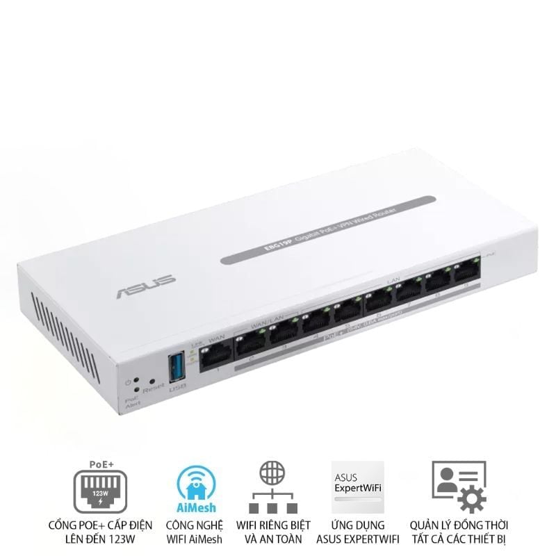  Router VPN Có Dây ASUS ExpertWiFi EBG19P 8 Cổng PoE+ 123W 