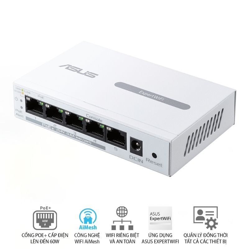  Switch PoE+ ASUS ExpertWiFi EBP15 5 Cổng GbE 60W 