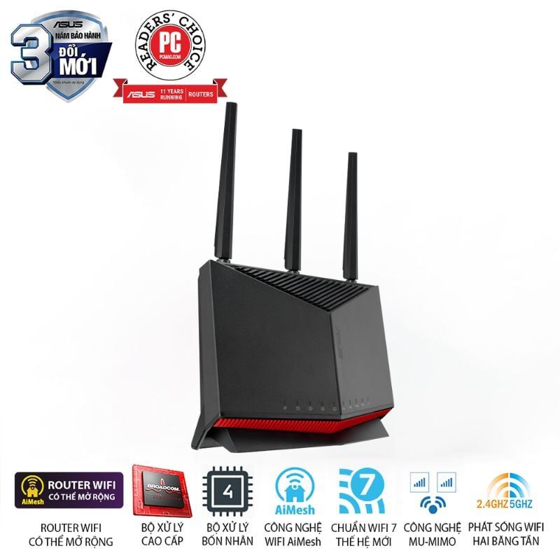  Router Wi-Fi 7 ASUS RT-BE86U BE6800 