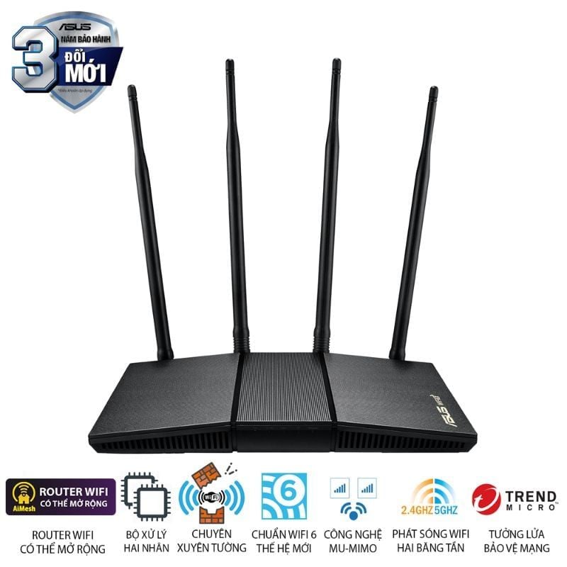  Router Wi-Fi 6 ASUS RT-AX1800HP AX1800 