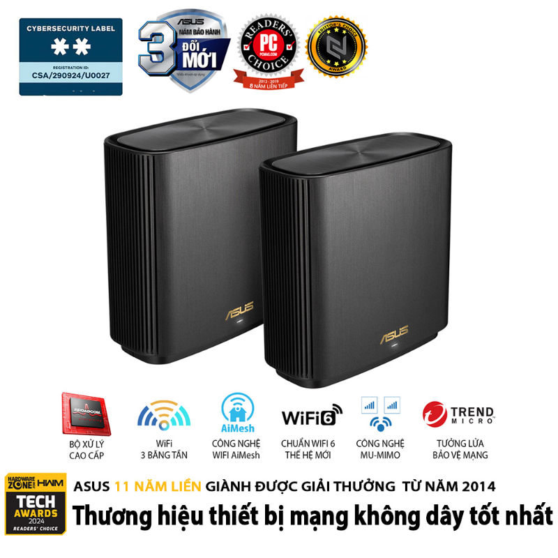  Hệ Thống Mesh Wi-Fi 6 ASUS ZenWiFi AX XT8 AX6600 2-Pack 