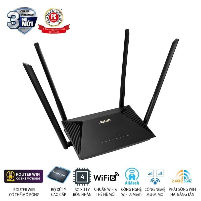  Router Wi-Fi 6 ASUS RT-AX53U AX1800 
