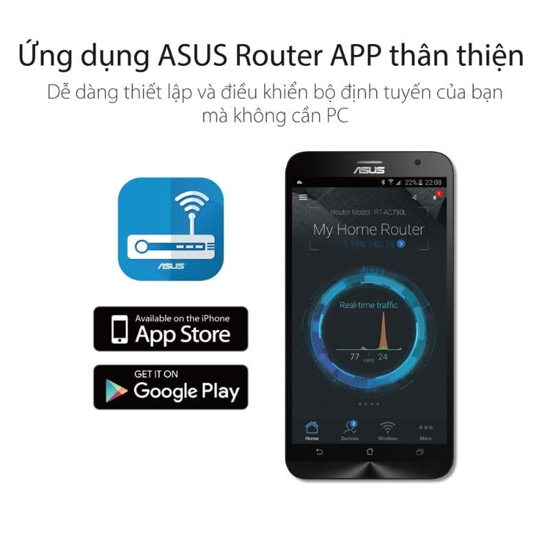  Router Wi-Fi ASUS RT-AC750L AC750 