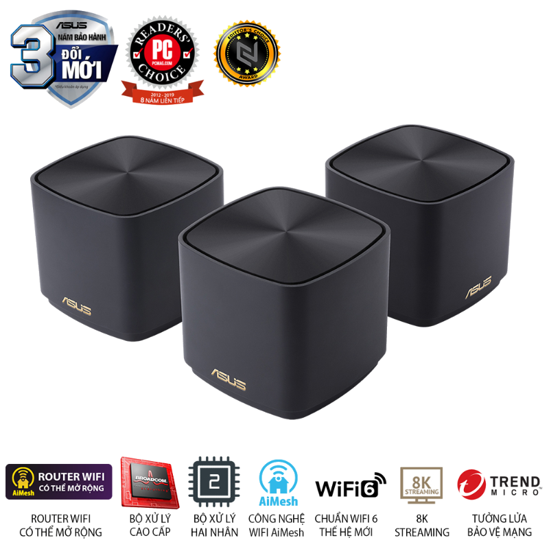  Hệ Thống Mesh Wi-Fi 6 ASUS ZenWiFi AX Mini XD4 AX1800 3PK 