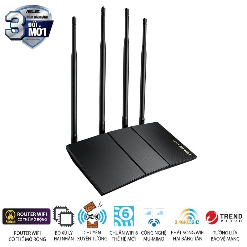  Router Wi-Fi 6 ASUS RT-AX1800HP AX1800 