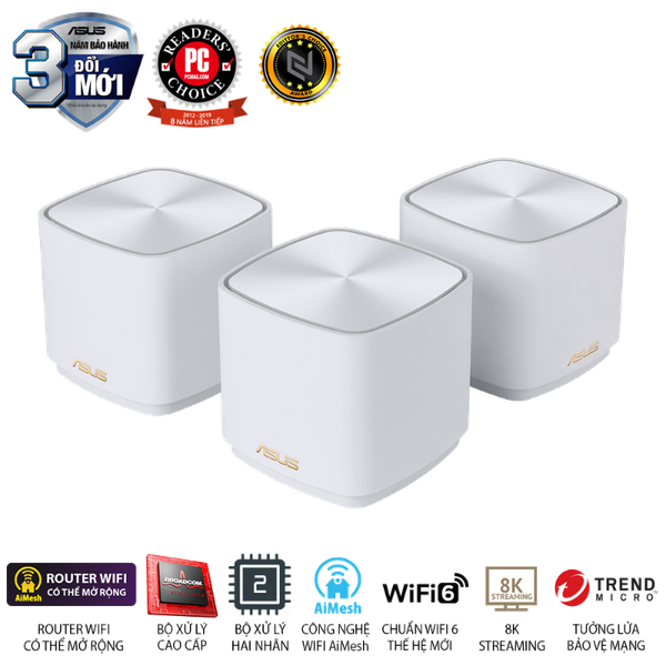 Hệ Thống Mesh Wi-Fi 6 ASUS ZenWiFi AX Mini XD4 AX1800 3PK