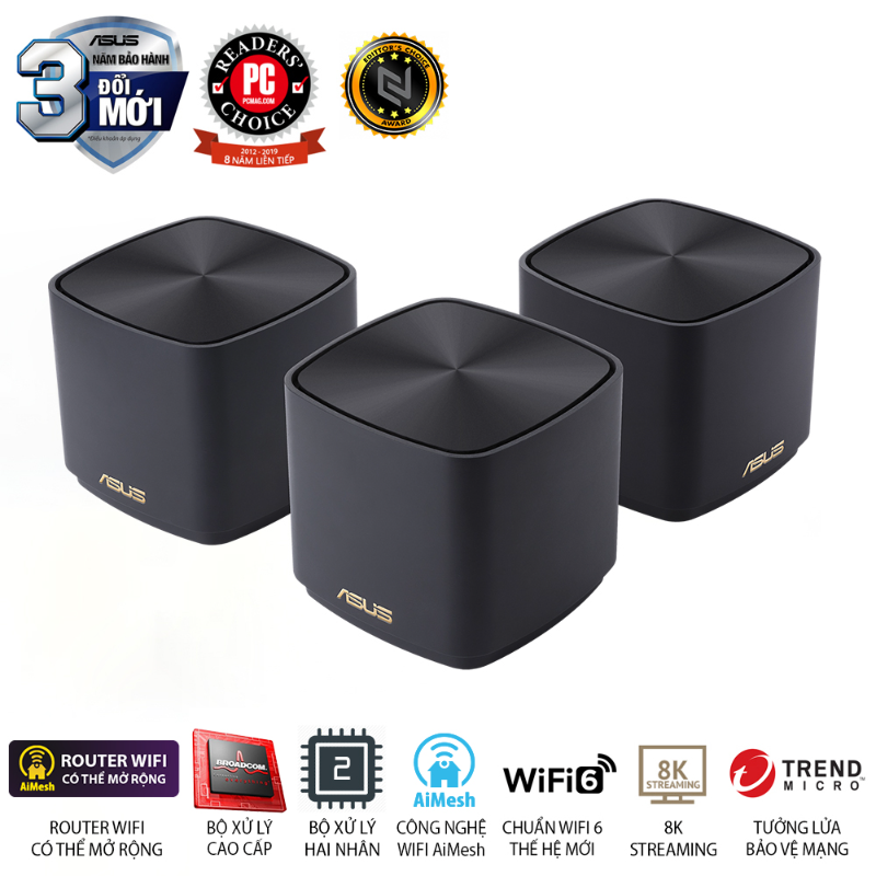  Hệ Thống Mesh Wi-Fi 6 ASUS ZenWiFi AX XD4S AX1800 (B-3-PK) 