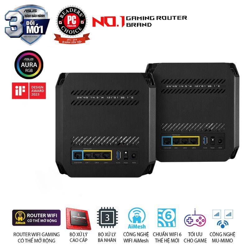  Hệ Thống Mesh Wi-Fi 6 Gaming ASUS ROG Rapture GT6 AX10000 