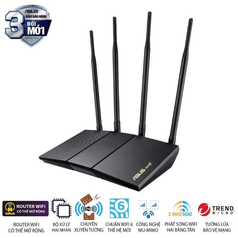  Router Wi-Fi 6 ASUS RT-AX1800HP AX1800 