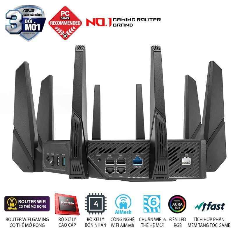  Router Wi-Fi 6 Gaming ASUS ROG Rapture GT-AX11000 Pro AX11000 