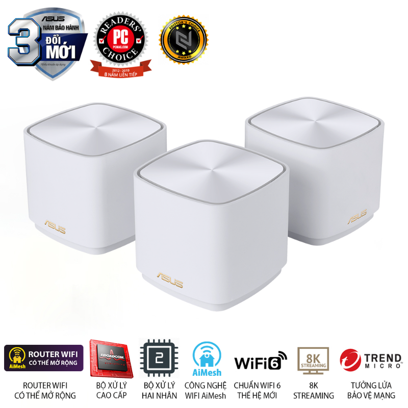  Hệ Thống Mesh Wi-Fi 6 ASUS ZenWiFi AX XD4S AX1800 (B-3-PK) 
