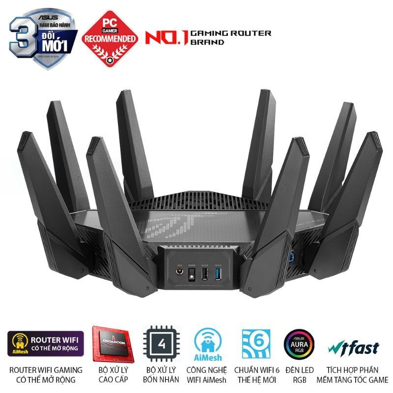  Router Wi-Fi 6 Gaming ASUS ROG Rapture GT-AX11000 Pro AX11000 