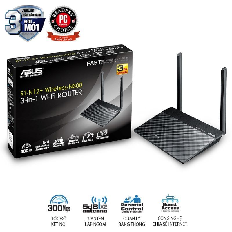  Router Wi-Fi ASUS RT-N12+ N300 