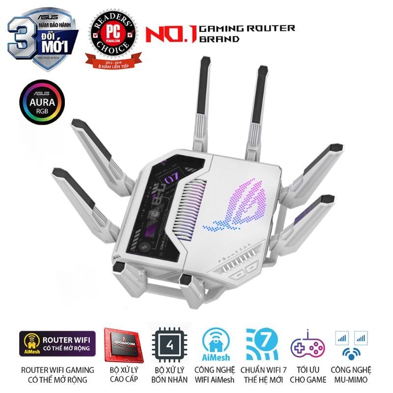  Router Gaming Wi-Fi 7 ASUS ROG Rapture GT-BE19000AI BE19000 