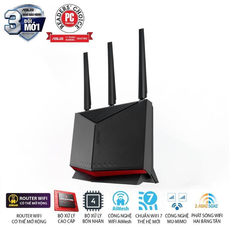  Router Wi-Fi 7 ASUS RT-BE86U BE6800 