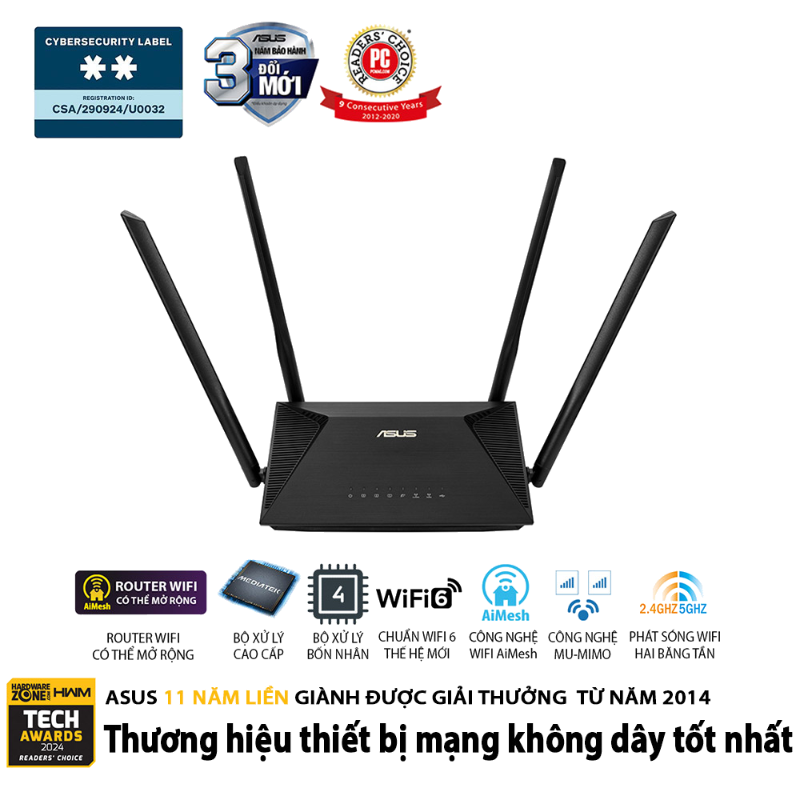  Router Wi-Fi 6 ASUS RT-AX53U AX1800 