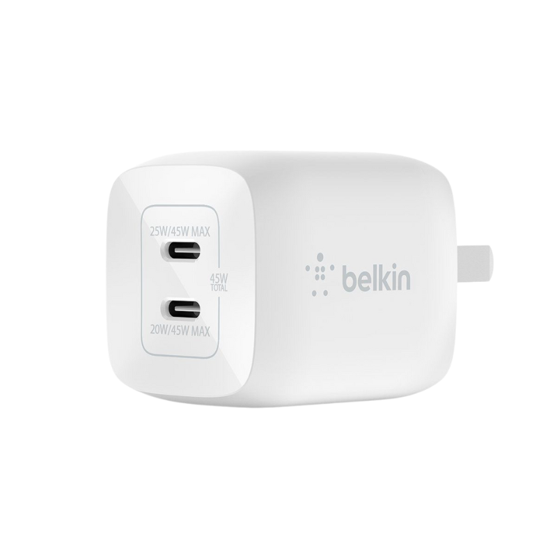 Adapter Sạc Nhanh Belkin 45W 2 Cổng USB-C PD 3.0 PPS GaN
