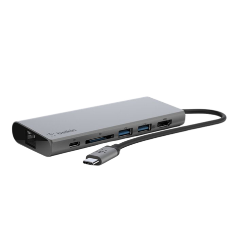 Adapter Chuyển Đổi USB-C 3.1 Multimedia 6 Trong 1, Pass-Thru Belkin - Hàng Chính Hãng