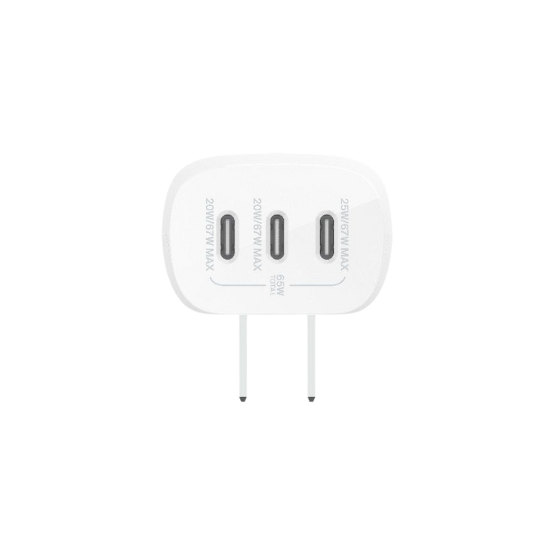  Adapter Sạc Nhanh Belkin 67W Triol 3 x USB-C PD3.1 PPS GaN - Hàng Chính Hãng 