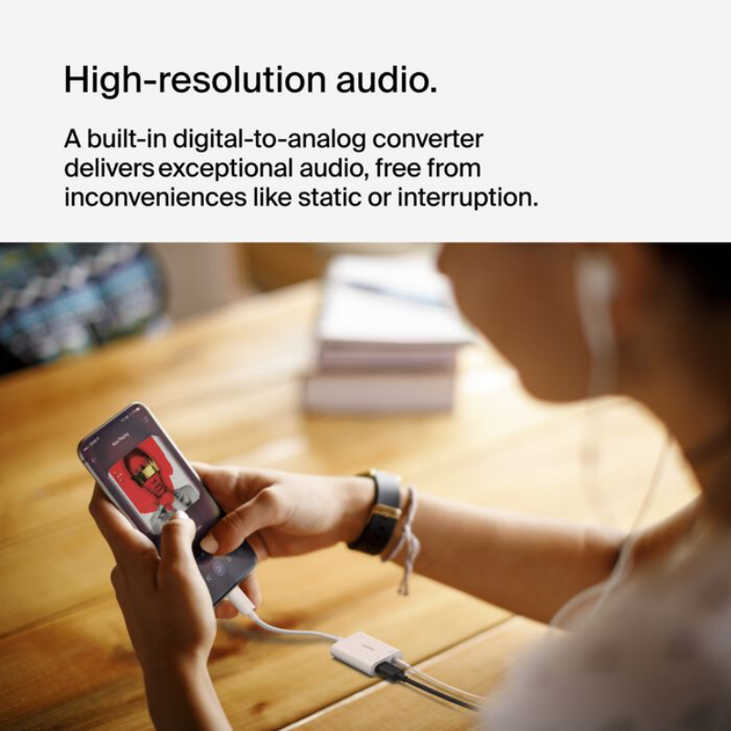  Hub chuyển đổi Belkin Rockstar USB-C sang 3.5mm Audio + Sạc USB-C - Hàng Chính Hãng 