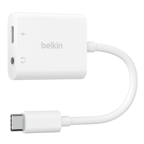 Hub chuyển đổi Belkin Rockstar USB-C sang 3.5mm Audio + Sạc USB-C - Hàng Chính Hãng