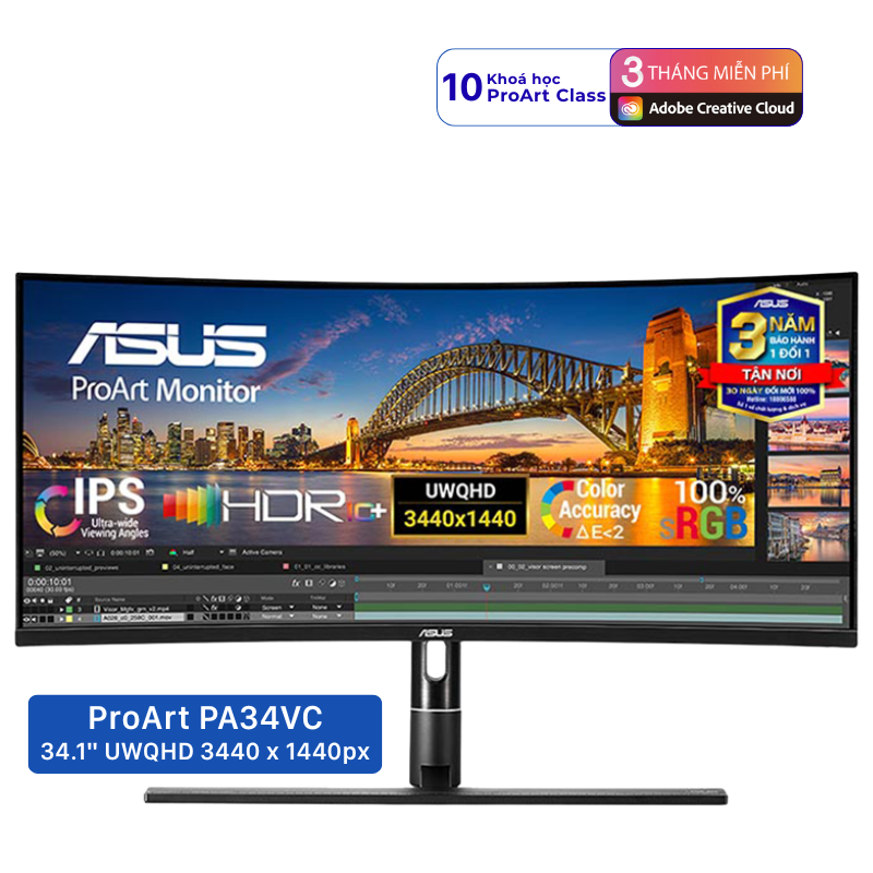 Màn Hình Cong ASUS ProArt PA34VC 34.1" 60W 21:9 HDR10 100Hz UWQHD độ cong 1900R