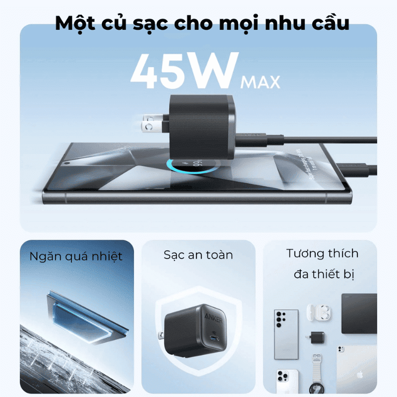  Sạc Anker Nano 45W Kèm Cáp USB-C - B2692 Chính Hãng 