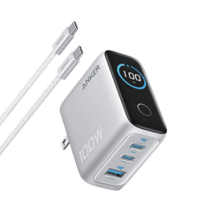 Củ Sạc Anker 2C1A 100W Có Màn Hình LED Kèm Cáp USB-C - B121B Chính Hãng