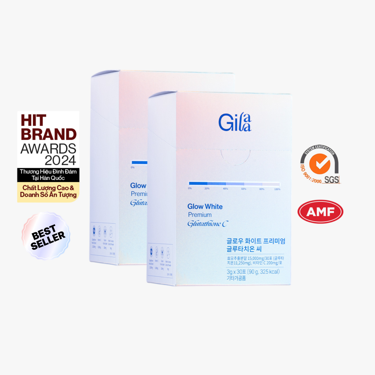 gila glutathione Combo Thực phẩm bổ sung Gilaa Glow White Premium Glutathione C