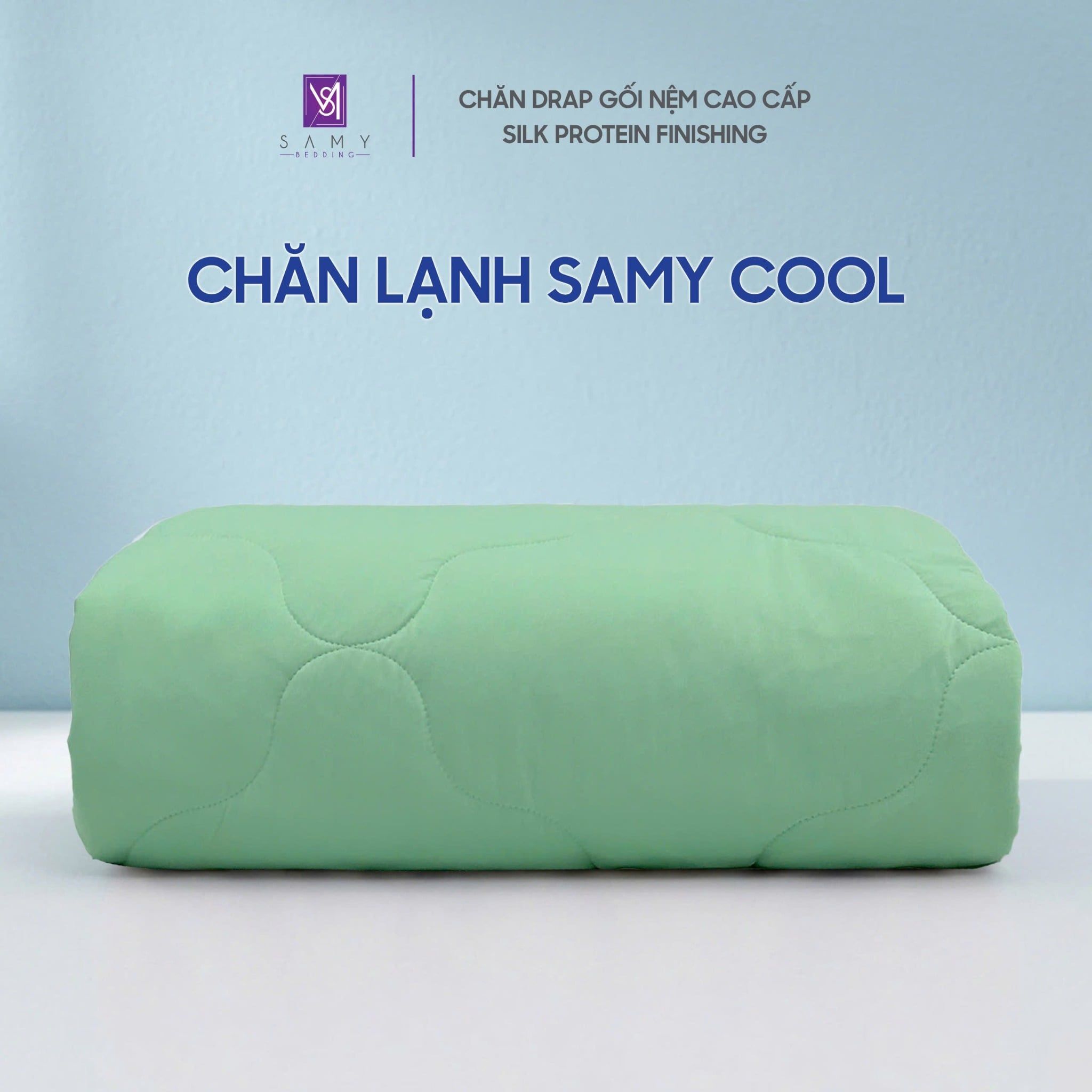  Chăn Lạnh SAMY COOL Cao Cấp Thoáng Khí Màu Xanh Lá Trơn 