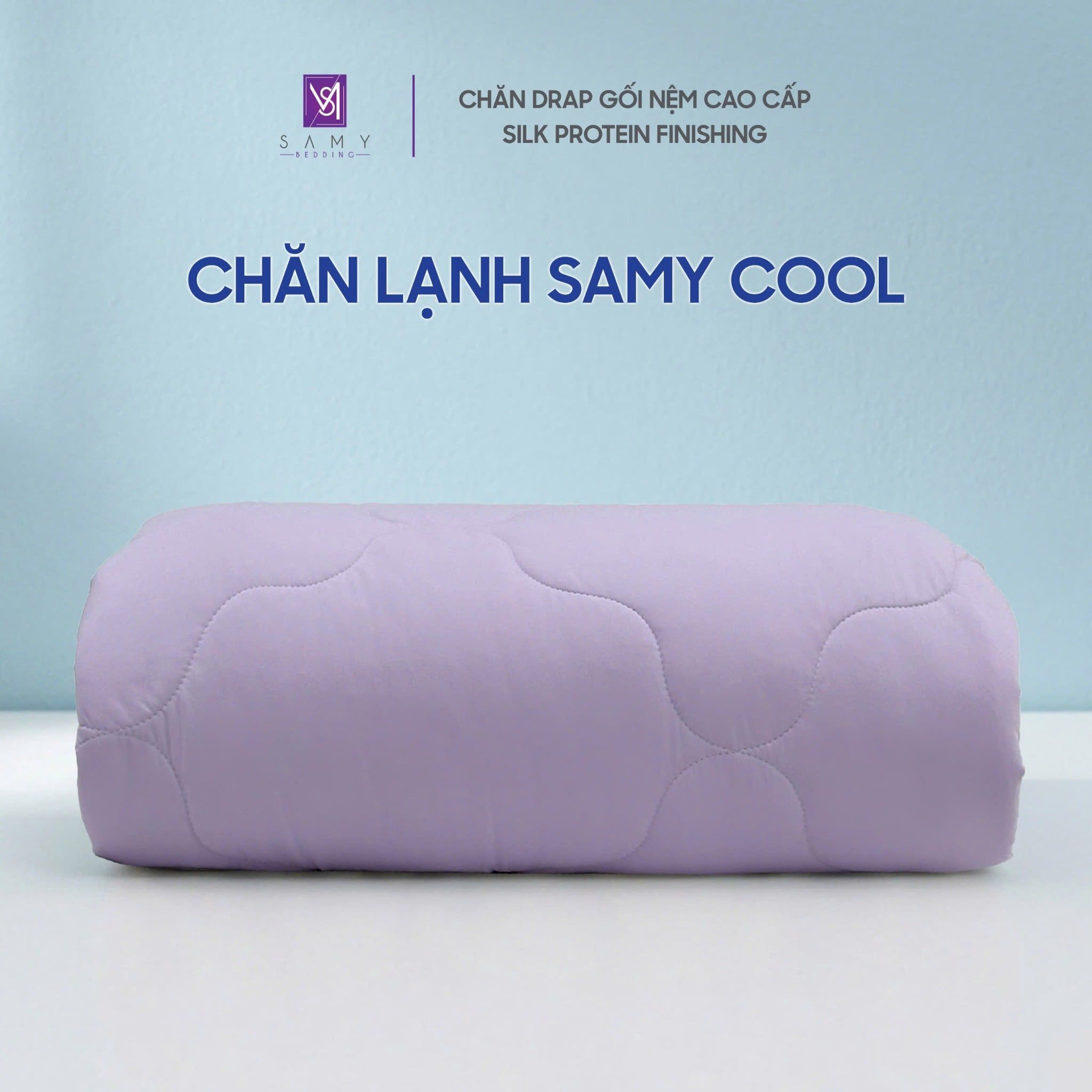  Chăn Lạnh SAMY COOL Cao Cấp Thoáng Khí Màu Tím Trơn 