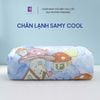  Chăn lạnh SAMY COOL cao cấp thoáng khí màu xanh hoa lớn mẫu 2 