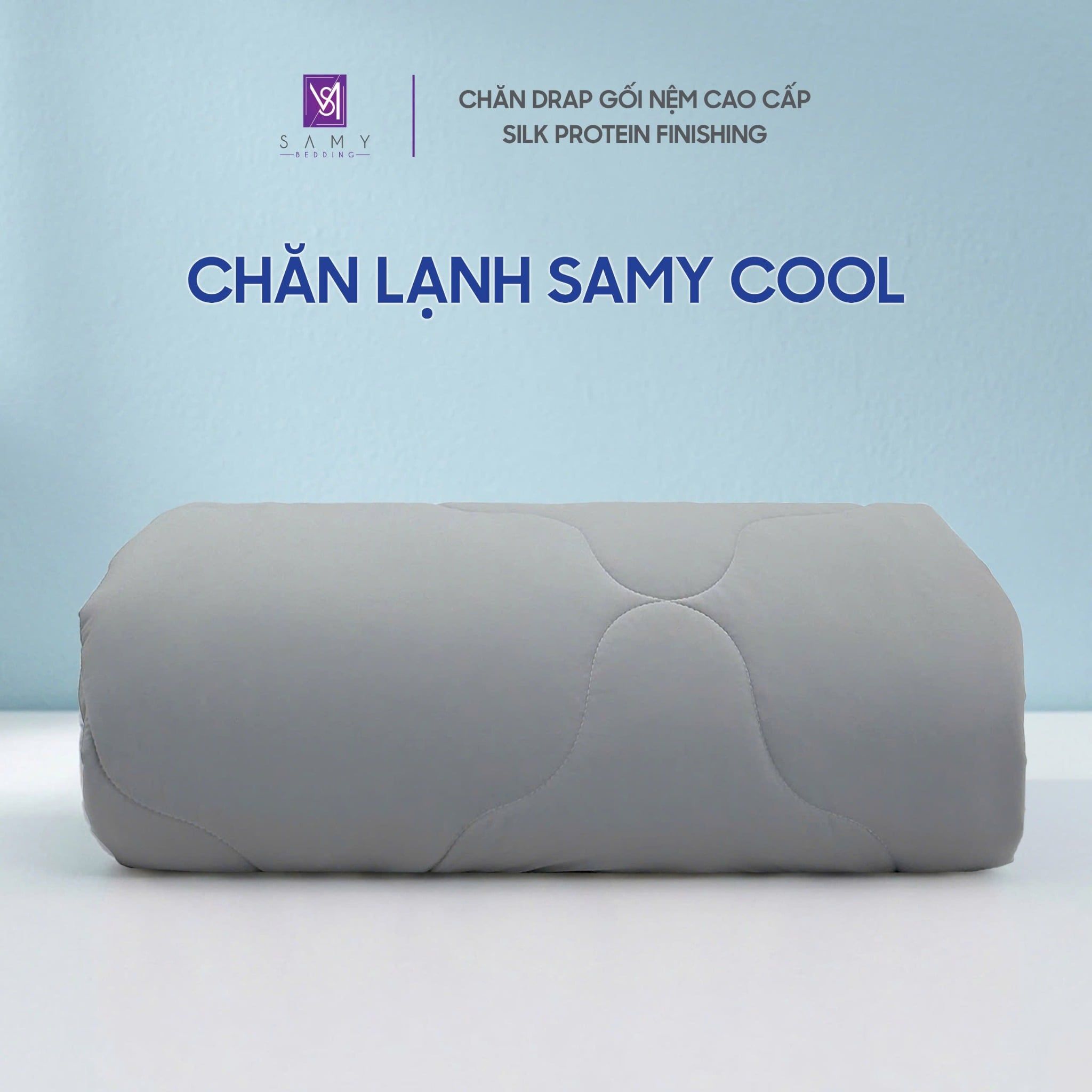  Chăn Lạnh SAMY COOL Cao Cấp Thoáng Khí Màu Xám Trơn 
