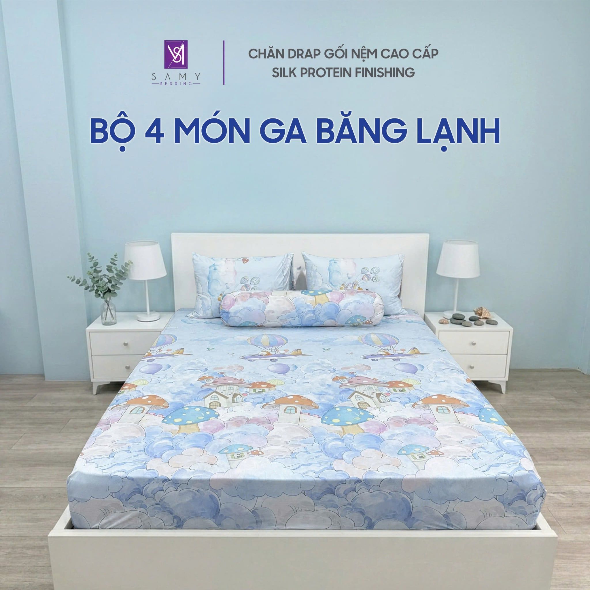  Bộ 4 Món Băng Lạnh SAMY BEDDING Siêu Mát Lạnh Hoạt Hình 
